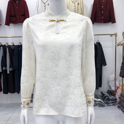 黎铭2026A-8815 国风刺绣小衫女内搭衬衫春季新款洋气新中式衬衣