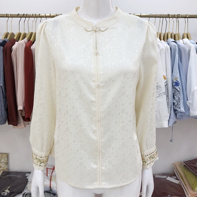 帛8829 国风刺绣小衫女内搭衬衫2026春季新款上衣洋气新中式衬衣
