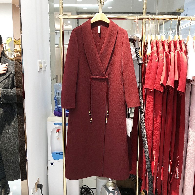 依姿来A890315 100%绵羊毛双面呢羊绒大衣女冬季新款气质羊毛外套