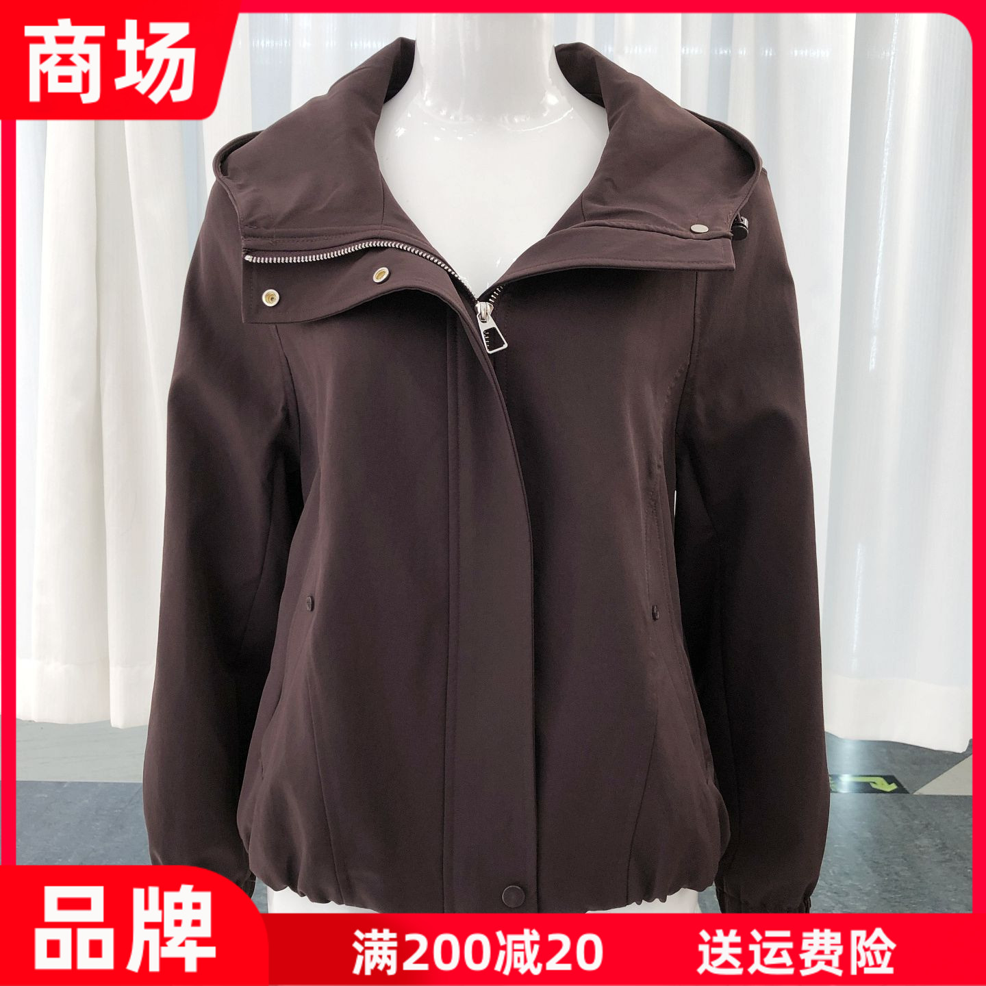 26C-21 欧洲站中年连帽风衣外套女2026秋季新款韩版夹克休闲上衣