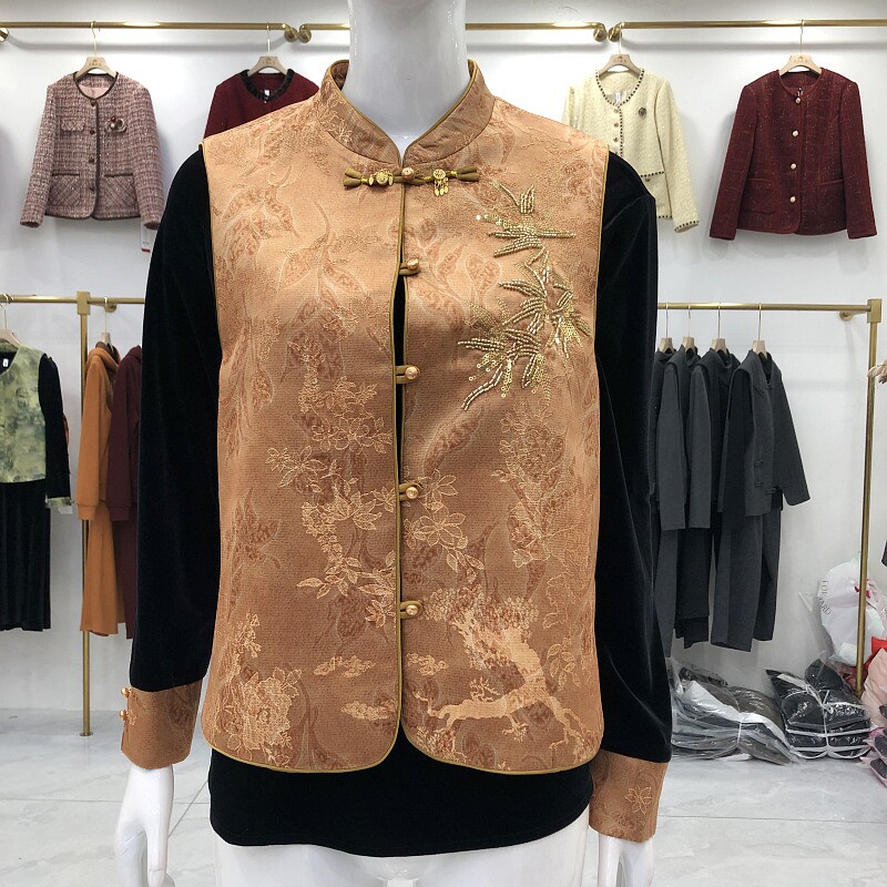 黎铭2026A-8817 国风马甲套装女春季新款妈妈洋气新中式马夹背心