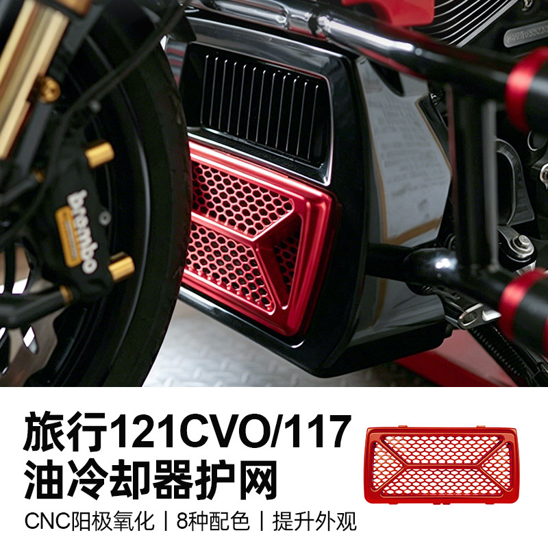 适用于哈雷旅行公路大道121CVO油冷却器护网 117滑翔整流罩装饰网 - 实物图