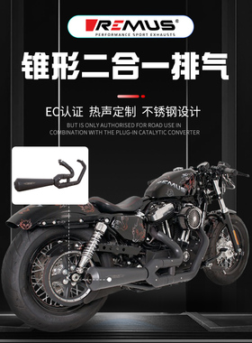 REMUS适用于哈雷XL运动者改装二合一全段排气管 不锈钢整段排气筒