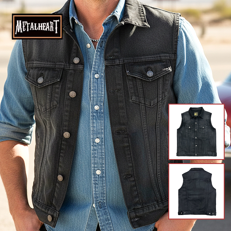 摩托车骑行牛仔马甲油蜡涂层