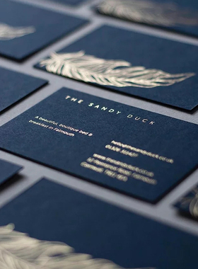 深海蓝卡蓝色高档名片订定制作烫金凹凸名片UV烫金二维码免费设计