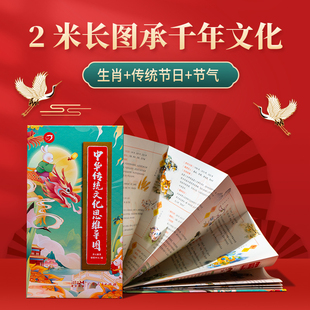 开心2025中华传统文化思维导图画册漫画版 传统节日24节气介绍解说漫画图解小学必背文学文化常识漫画拉页画册百科常识语文考点积累