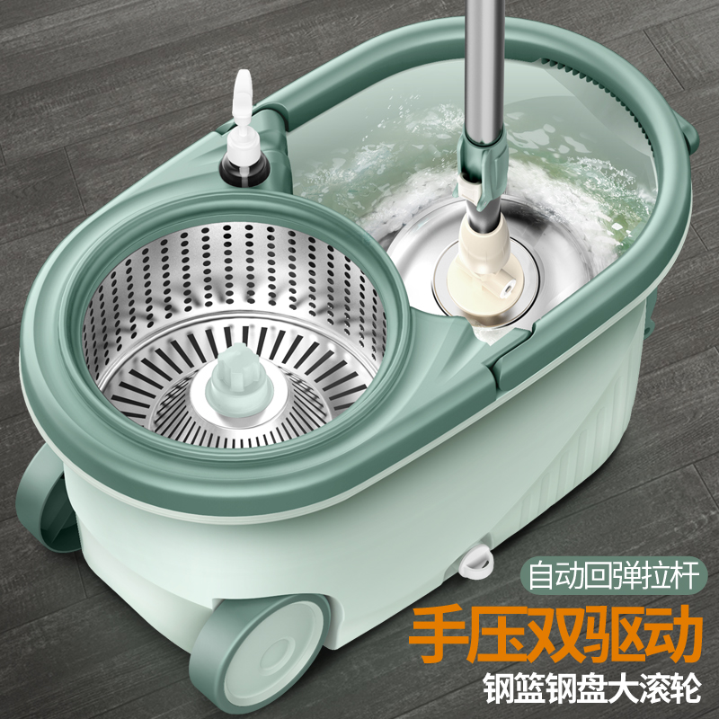 旋转式拖把免手洗家用一拖净墩布桶2025新款甩干拖地神器自动拖布