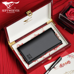 ví nam da bò Septwolves 2021 Ví dài mới của nam Da đơn giản Tide Thương hiệu Lớp đầu tiên Da dành cho sinh viên Nam siêu mỏng Bình thường bóp da cá sấu giá rẻ ví nam đẹp