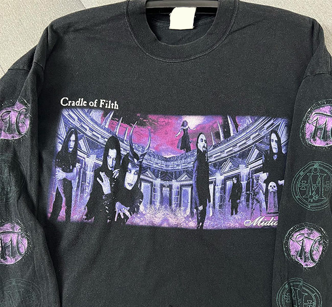240g！黑金摇滚！Cradle of Filth 罕见重磅破洞Vintaga长袖T恤
