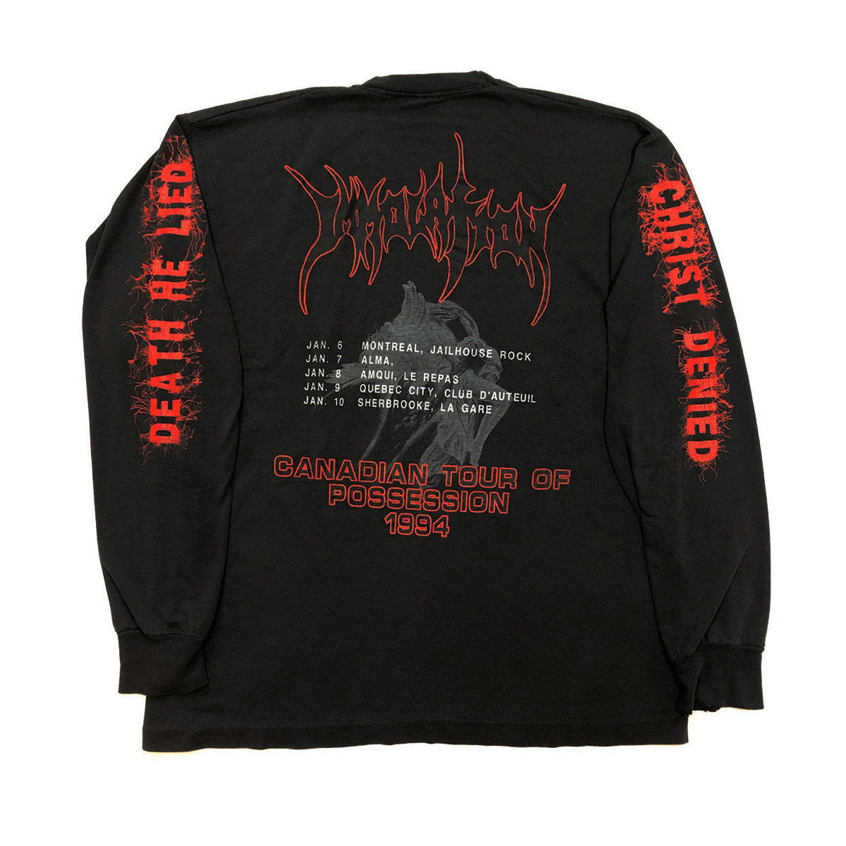 240G  IMMOLATION1991의 첫 번째 앨범 DAWN OF POSSESSION 헤비웨이트 긴팔 티셔츠