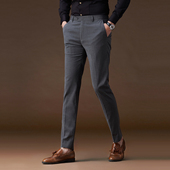 男士 秋冬黑色结婚西装 商务正装 POWO直筒西裤 灰色修身 休闲西服裤 裤