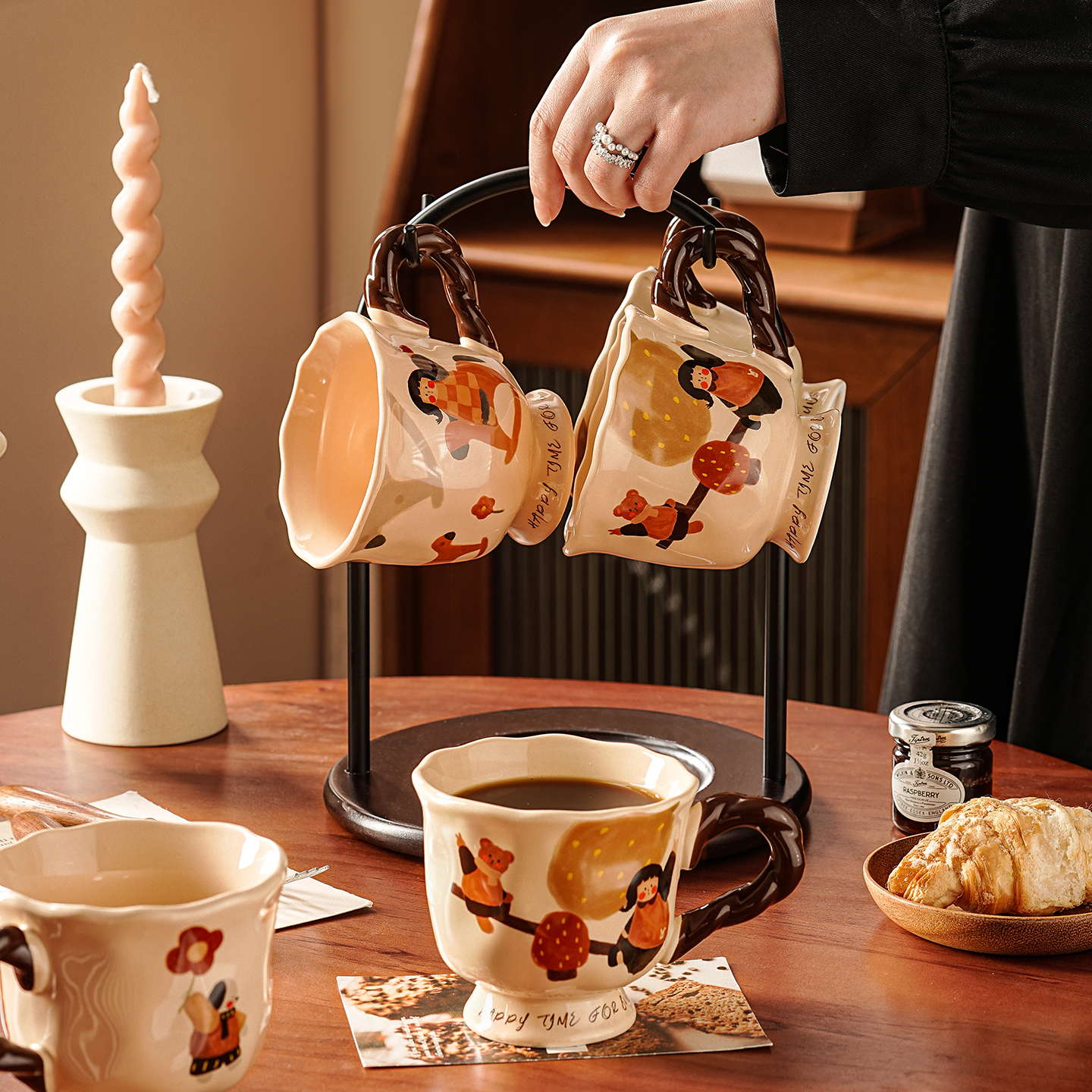 杯具套装家用客厅杯子套装新居乔迁茶杯陶瓷水杯套装可爱茶具套装