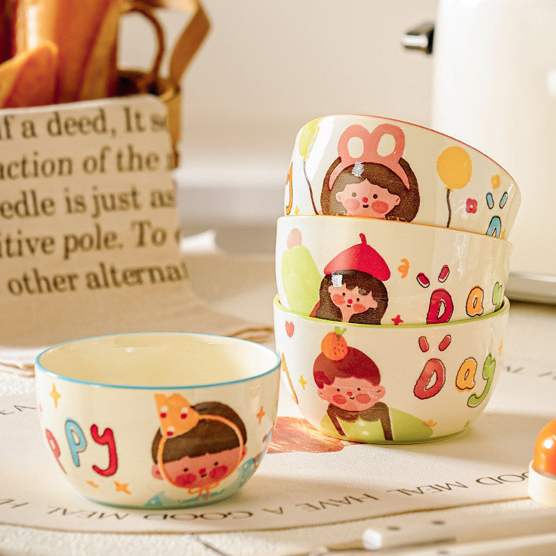 漂亮的饭碗特别好看的吃饭米饭碗陶瓷家用2025新款高颜值餐具套装