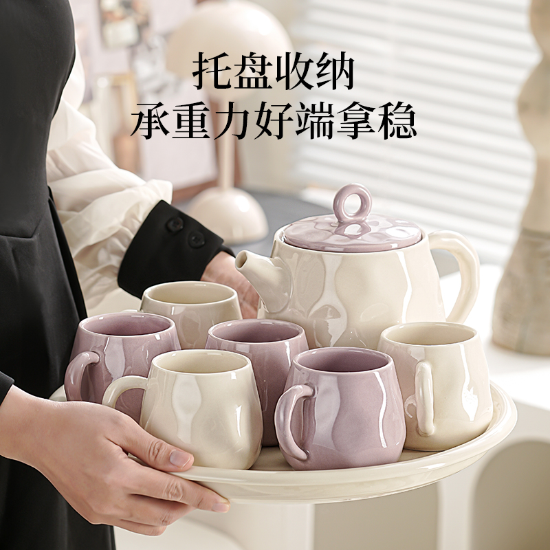 奶油风陶瓷水具套装家用