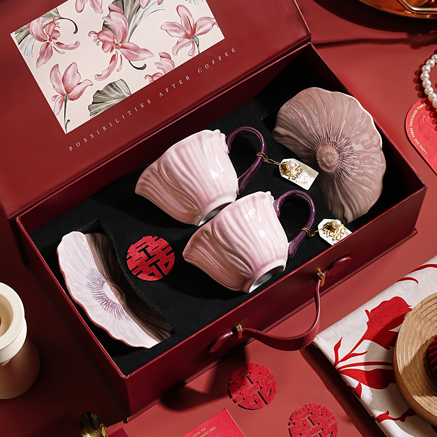 特别好看的咖啡杯陶瓷法式咖啡杯碟套装结婚新婚礼物送新娘礼盒装