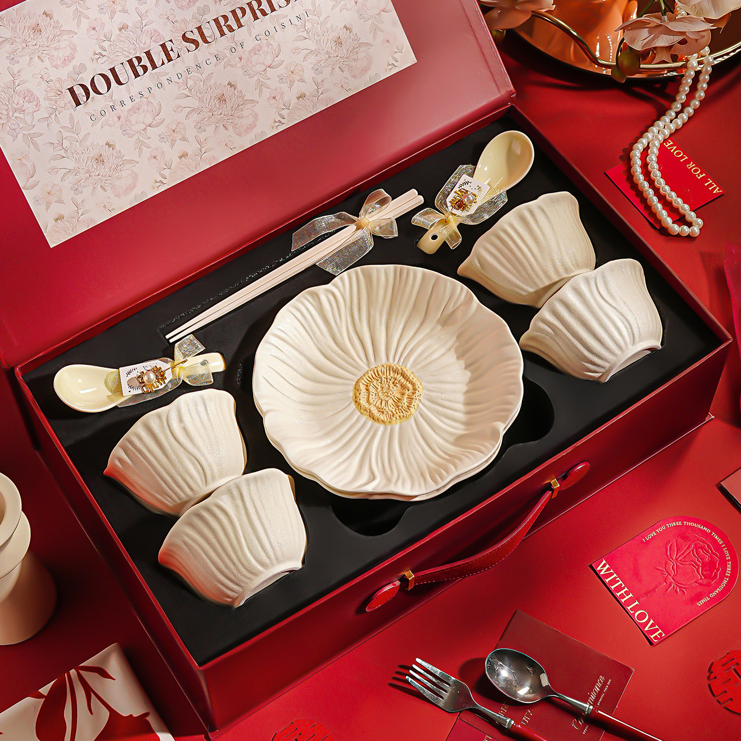 轻奢釉下彩餐具套装陶瓷碗具漂亮碗碟套装碗筷新婚结婚礼物送新人,餐饮具,碗,淘宝优惠券,粉丝福利购,淘宝优惠卷