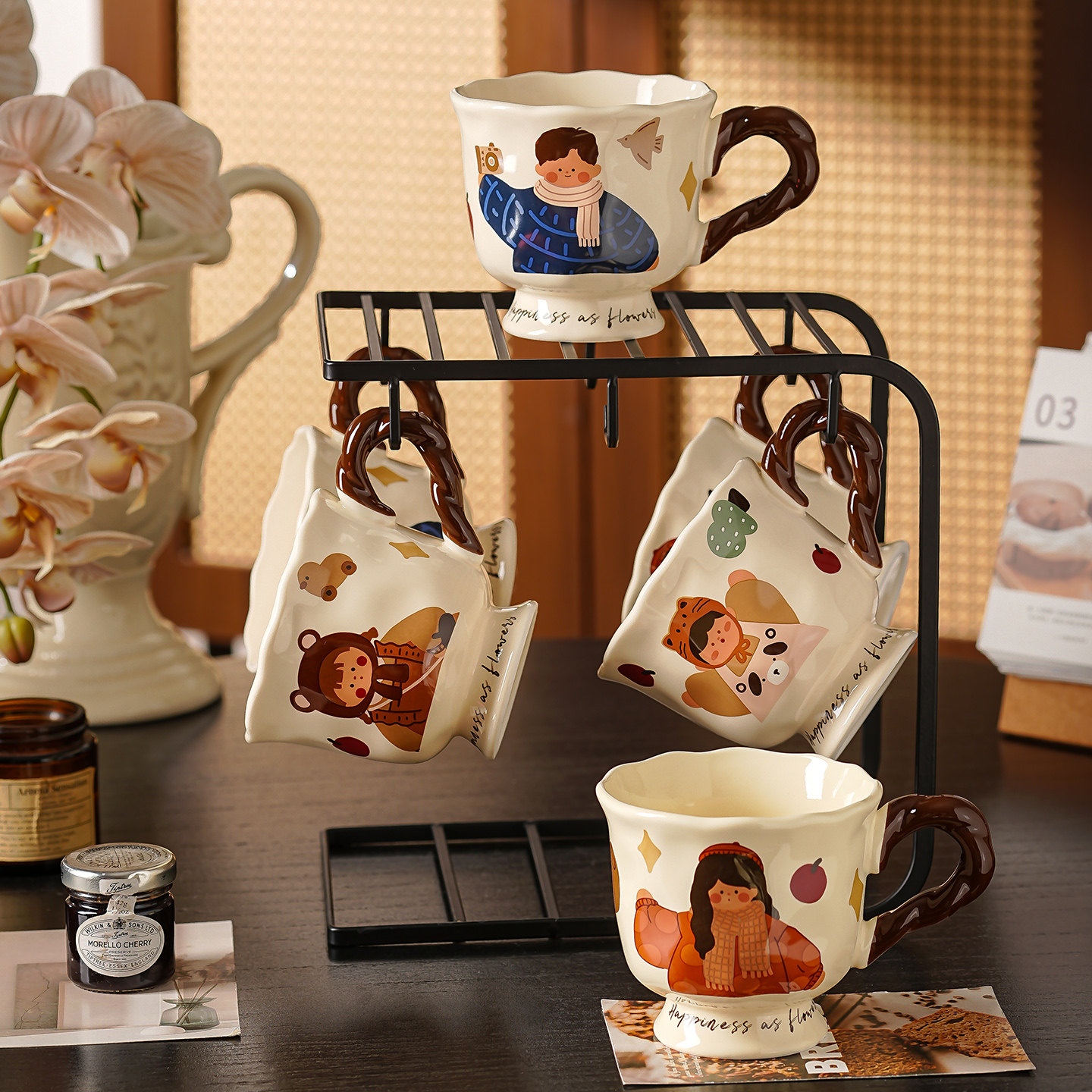 陶瓷咖啡杯子高档精致特别好看的可爱复古咖啡杯套装乔迁新居礼物