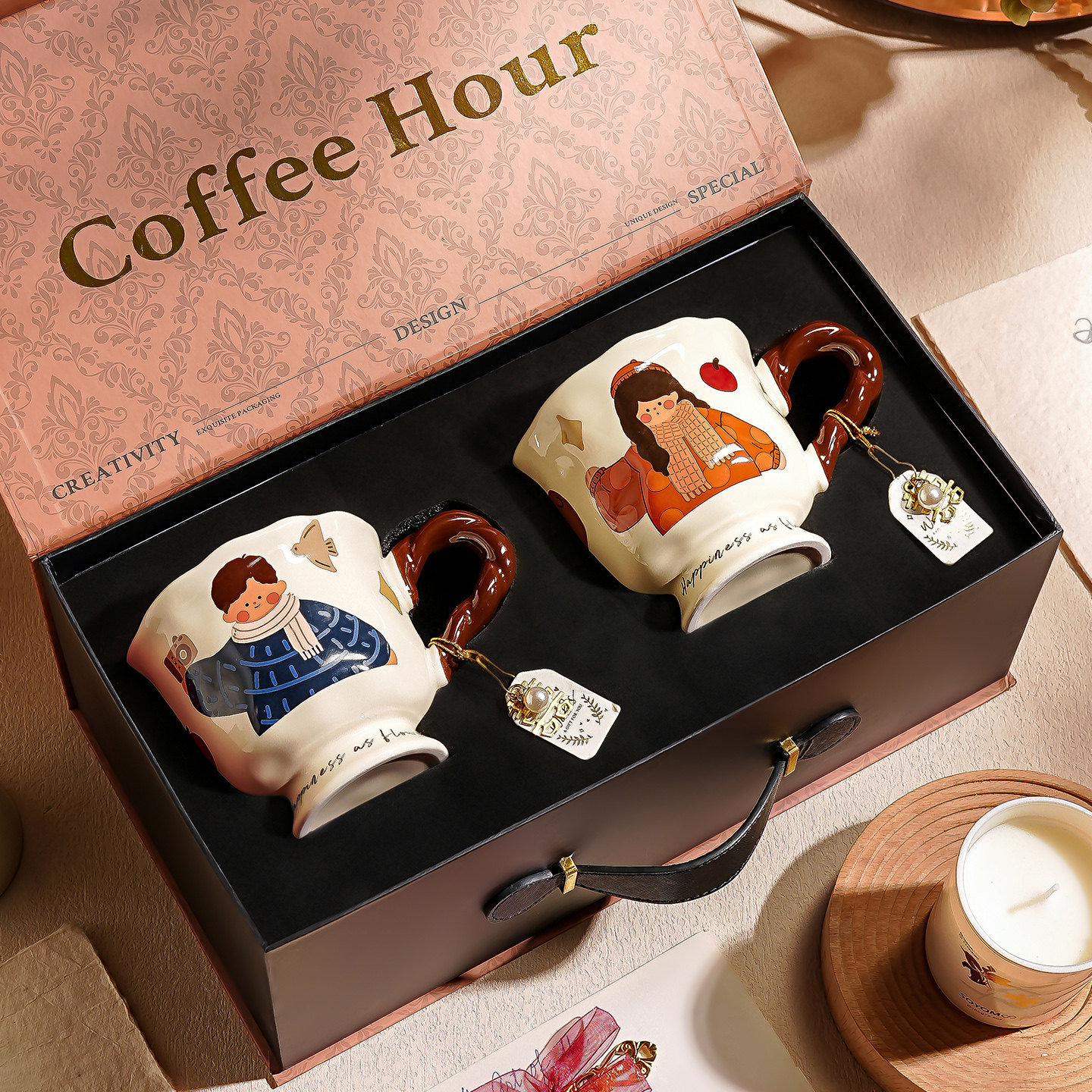 陶瓷马克杯子礼盒可爱咖啡杯早餐漂亮生日礼物高颜值结婚新婚礼物,餐饮具,马克杯,淘宝优惠券,粉丝福利购,淘宝优惠卷