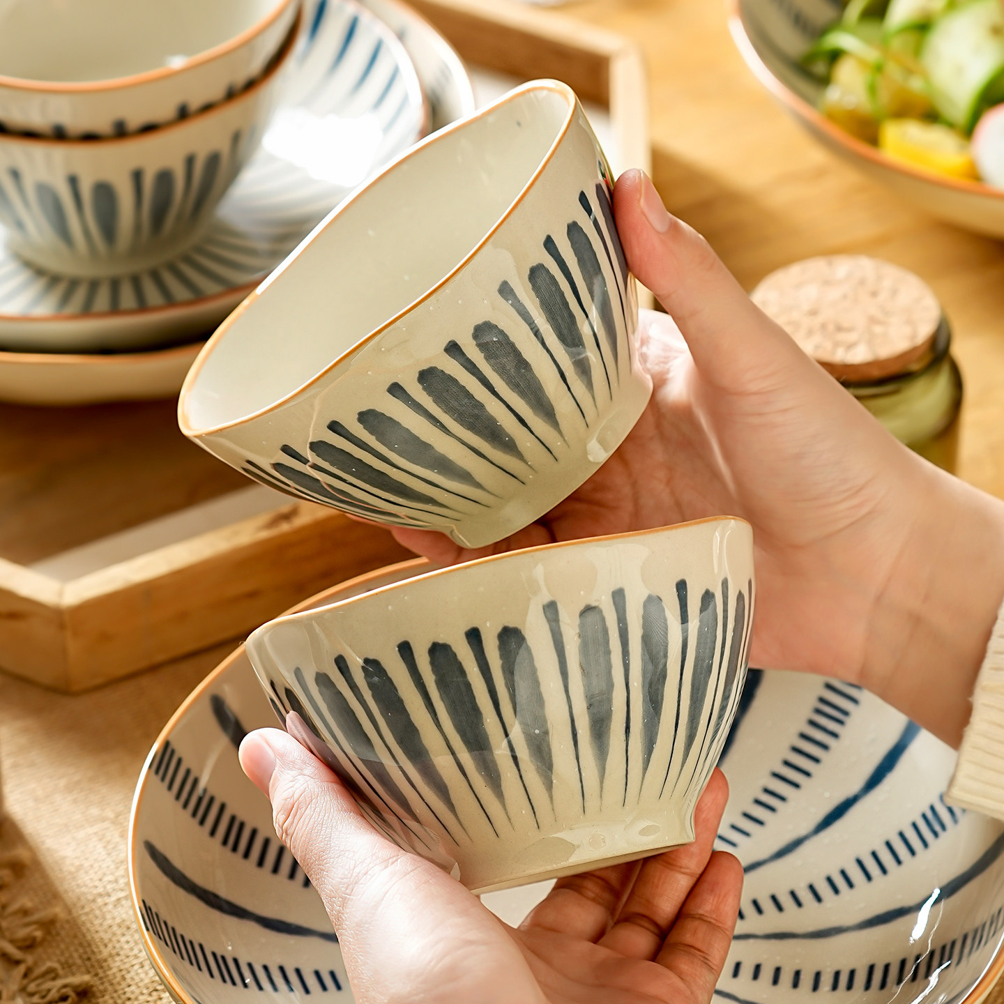 漂亮的饭碗家用2025新款高颜值吃饭的碗具甜品碗日式饭碗斗笠碗碟