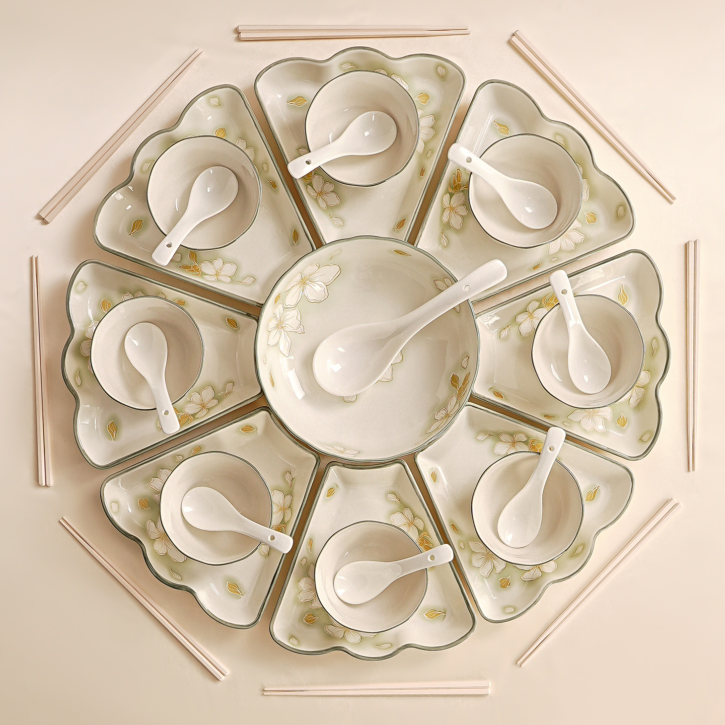 餐盘子拼盘组合圆形大拼盘餐具组合年夜饭家庭拼盘子菜盘家用碟子