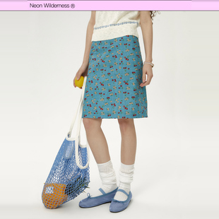霓虹大荒野® 直身半身裙 清甜水果碎花小蓝格子印花短裙