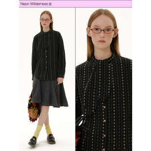 霓虹大荒野®新品限时88折 复古碎花牧野智性领巾衬衫