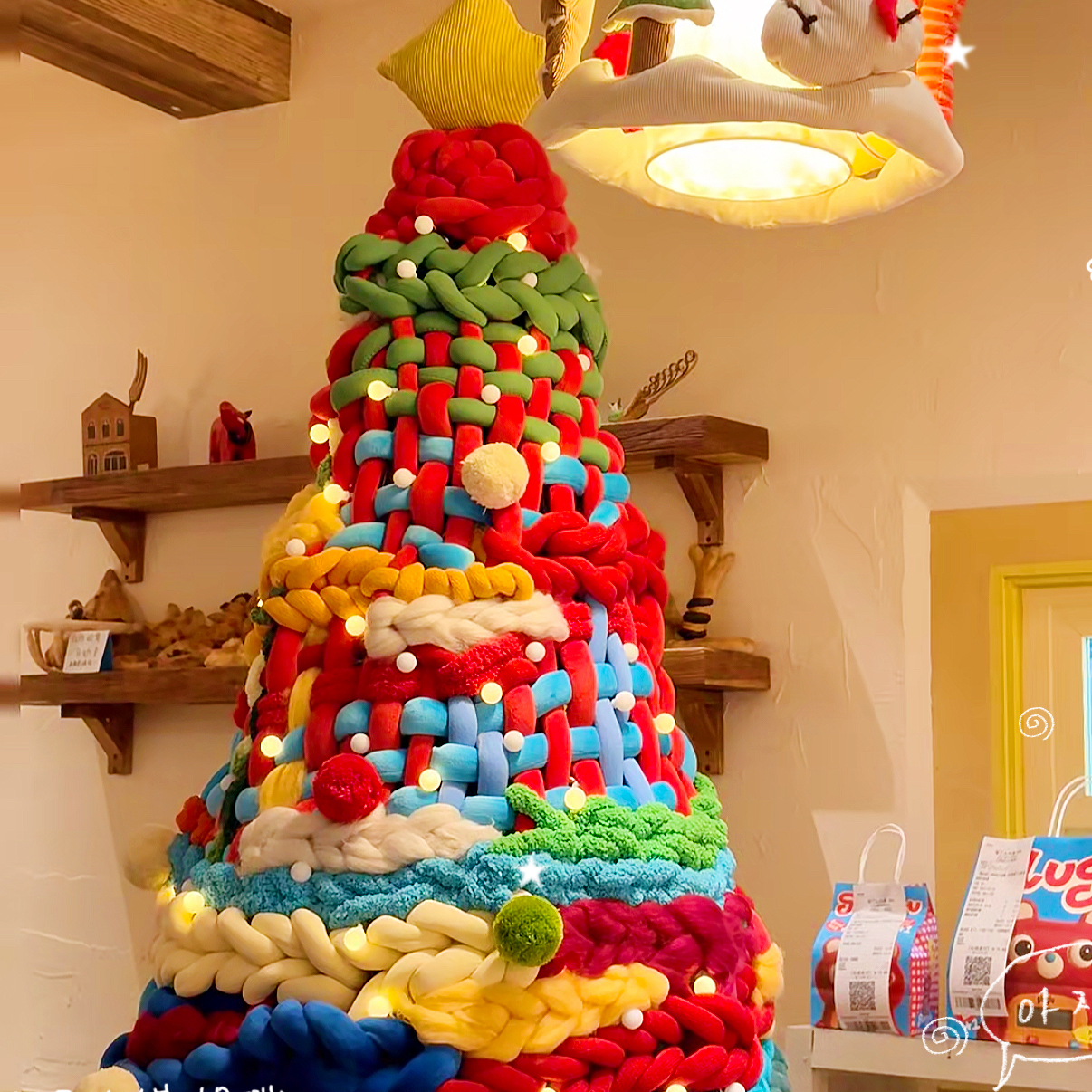 小红书圣诞树装饰毛线编织材料圣诞氛围装饰摆件布置商场酒店美陈