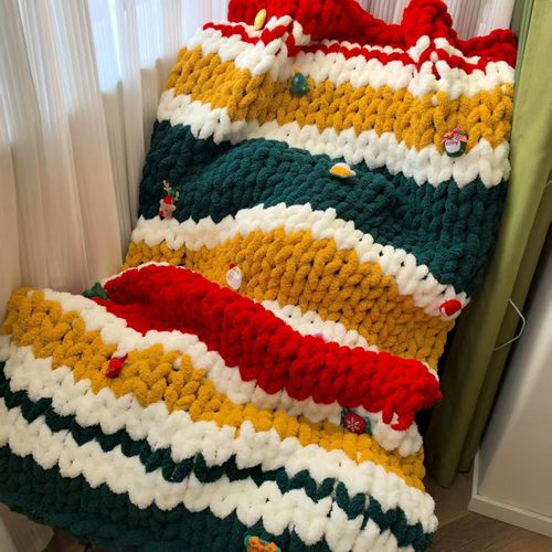 猫尾巴线手工编织毯子编织diy