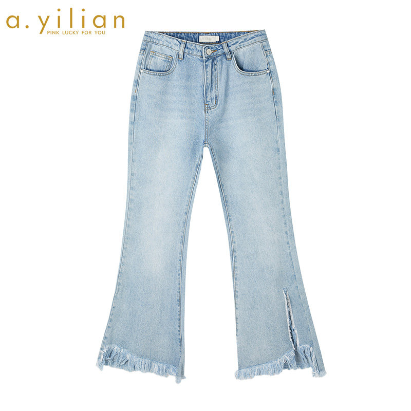 阿依莲2020夏季新款牛仔裤女直通宽松显瘦九分时尚阔腿裤
