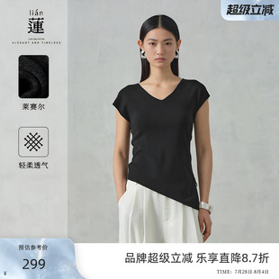 t恤女2025夏季 阿依蓮氣質短袖 新款 商場同款 顯瘦純色針織上衣