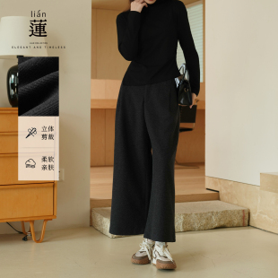 百搭休闲阔腿裤 阿依莲时尚 女25冬季 新款 子 宽松九分裤 商场同款