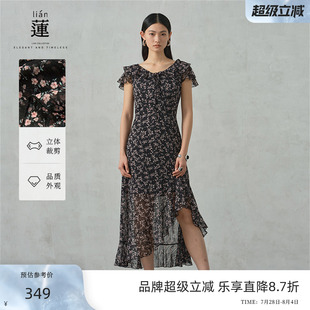 氣質(zhì)碎花連衣裙女夏季 阿依蓮法式 新款 商場(chǎng)同款 不規(guī)則收腰裙子