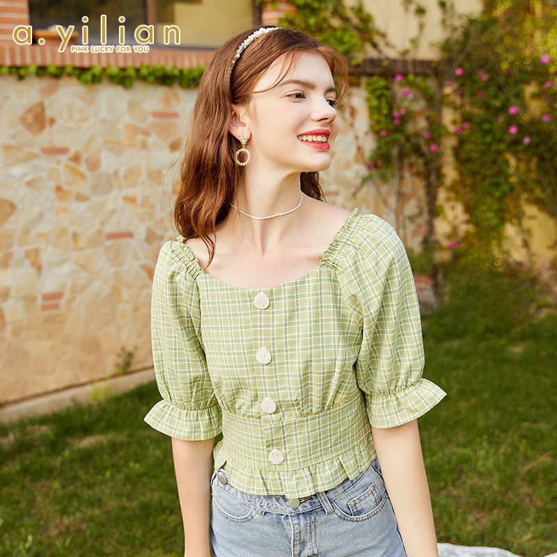 阿依莲衬衫女设计感小众2020夏季新款时尚收腰气质遮肚洋气小衫