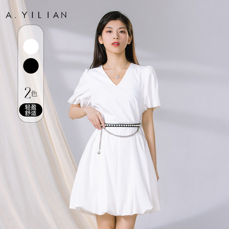 【商场同款】阿依莲2022年夏季新款甜美泡泡连衣裙