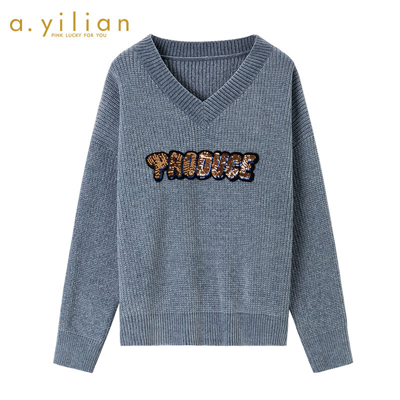 阿依莲2020冬装新款毛衣女套头宽松慵懒风日系外穿爆款上衣洋气