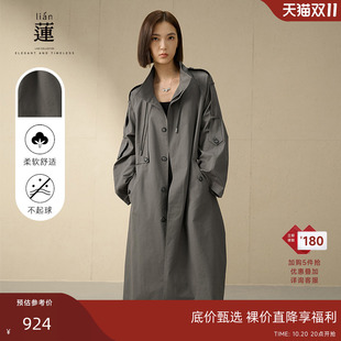 高端大气风衣女士休闲气质宽松中长款 阿依莲时尚 外套 商场同款