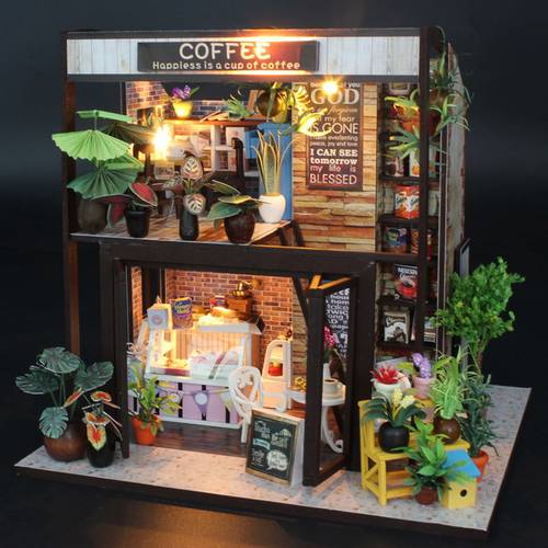 咖啡馆玩具模型送创意diy小屋