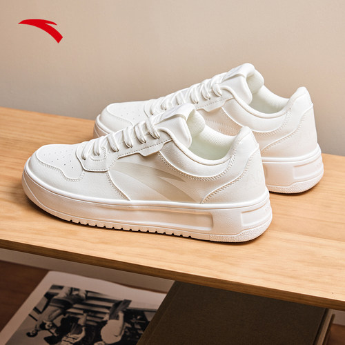 安踏低帮板鞋男鞋厚底轻便小白鞋