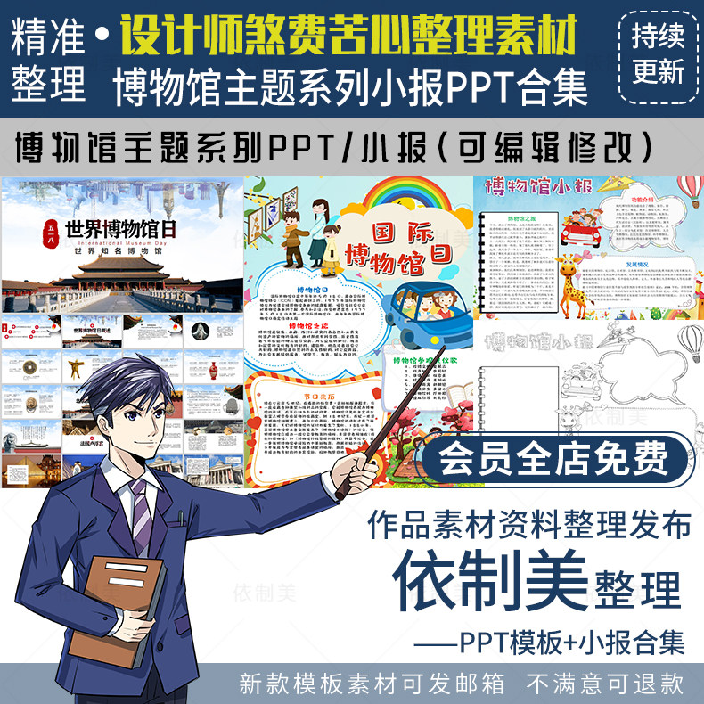 实践简报参观博物馆小报世界博物馆日节日介绍ppt手抄报word模板