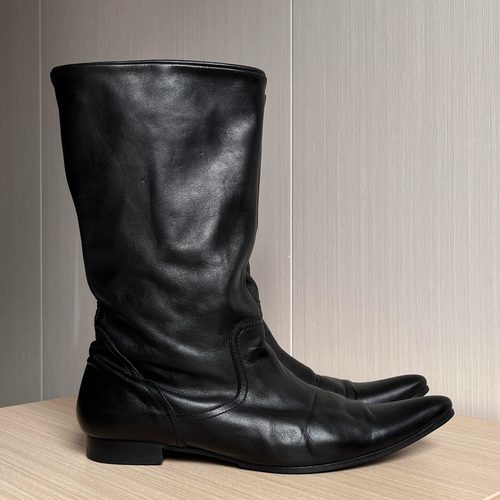 暗黑风尖头机车靴褶皱铃木巫师靴