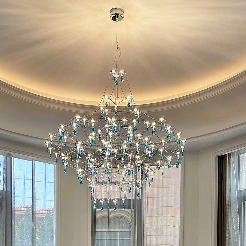 别墅复式楼客厅水晶吊灯挑空中空楼中楼loft公寓轻奢高级感水晶灯,家装灯饰光源,LOFT/复式住宅/楼梯吊灯,淘宝优惠券,粉丝福利购,淘宝优惠卷