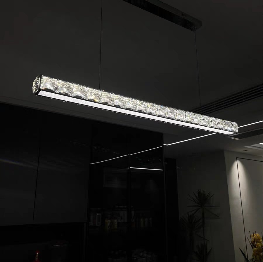 意式轻奢餐厅水晶吊灯办公室饭厅餐桌岛台一字长条设计师款餐吊灯,家装灯饰光源,餐厅吊灯,淘宝优惠券,粉丝福利购,淘宝优惠卷