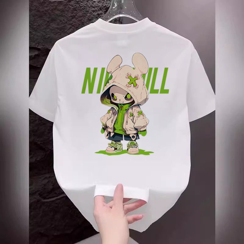 夏季新款纯棉上衣男士短袖t恤卡通印花设计师男装高级感百搭半袖