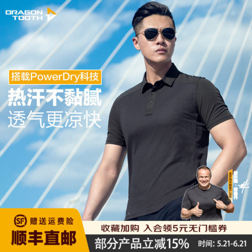 【两件更优惠】四代龙牙阿波罗POWER DRY短袖POLO男t恤翻领透气