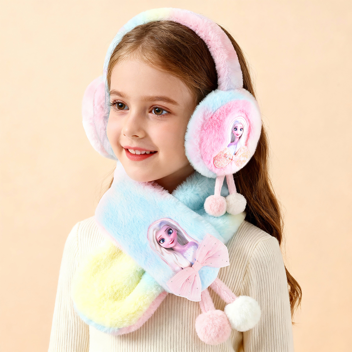 迪士尼儿童耳罩女童保暖耳包围巾