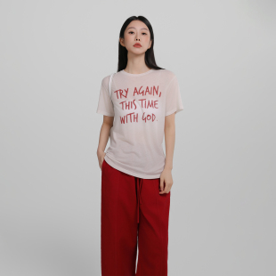 T恤女纯棉宽松小个子穿搭上衣简约风格 字母印花短袖 黛丽 DYLIELY