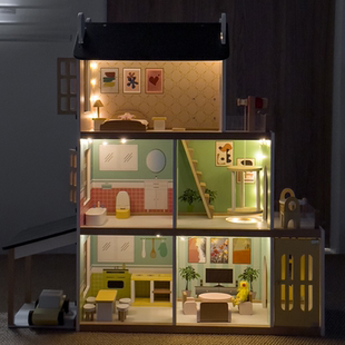 超大粉色娃娃屋模拟升降电梯全套家具儿童仿真三层洋房别墅玩具屋