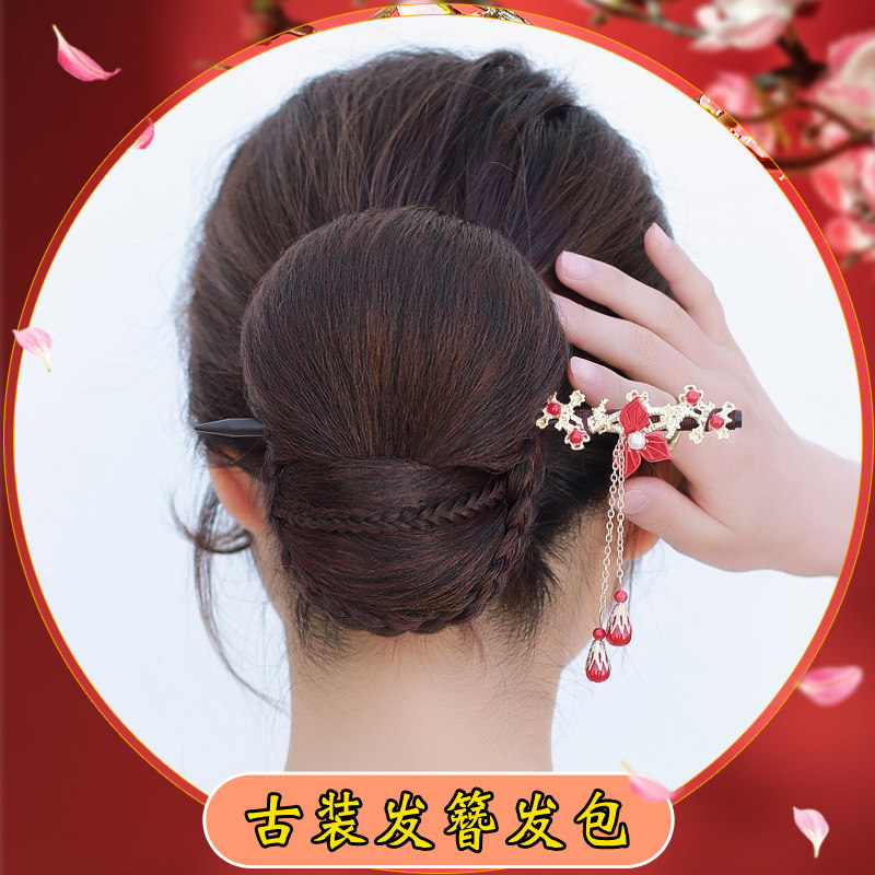 汉服发包阳光女孩后脑勺旗袍发包图片