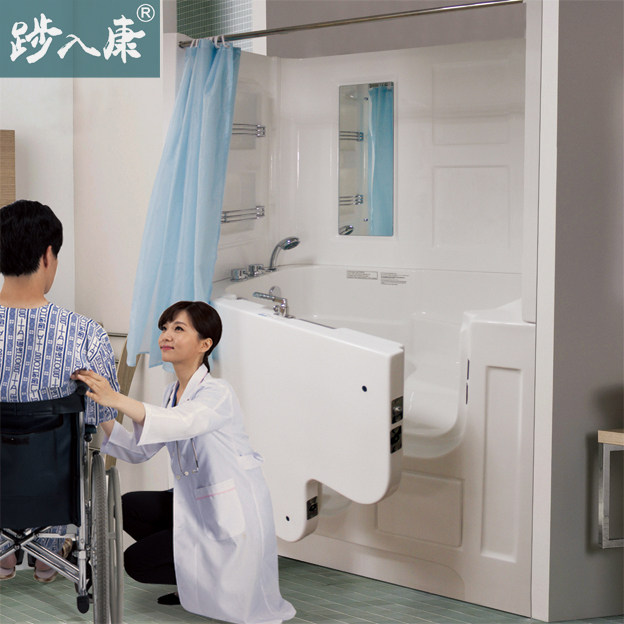 挡水开门浴缸淋浴房残疾人老人坐式亚克力带座位无障碍侧大开日式