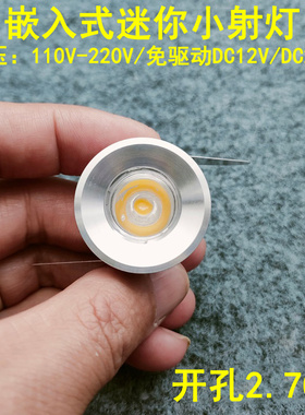 220V12V24伏迷你led小射灯1W3W开孔27mm嵌入式橱柜酒柜展柜牛眼灯